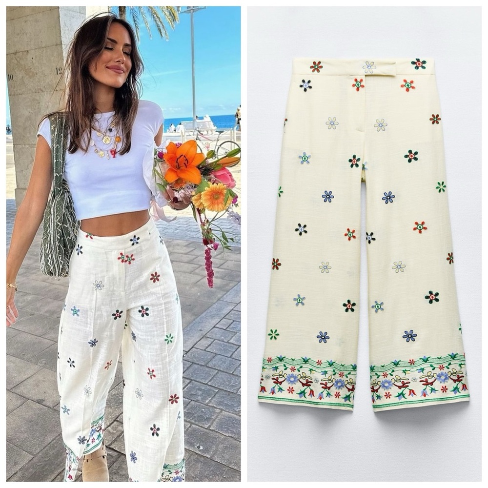 Size Small | Zara | Floral Embroidered Culottes - Picture 3 of 15